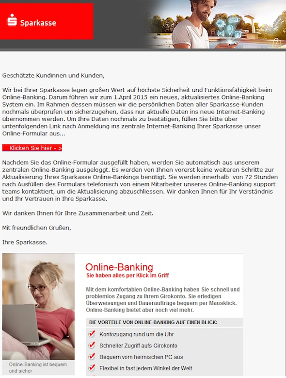 Spam Sparkasse Juni 2015